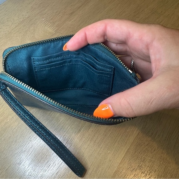 Coach Wristlet Zip Wallet. Dark Teal Metallic. - Picture 6 of 6